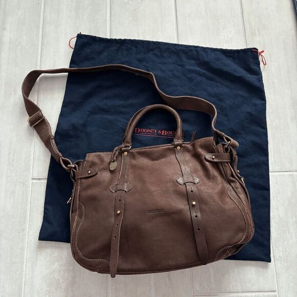 Brand New Dooney & Bourke 2011 The Abagail Cognac Leather Messenger Bag Laptop - Picture 1 of 12